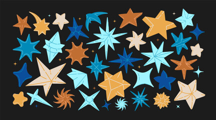 Geometric starlight. 3d vector bundle in sleek line style. Set with modern and sophisticated stars. Explore themes like astronomy, technology, abstract art, and futuristic designs. All items isolated