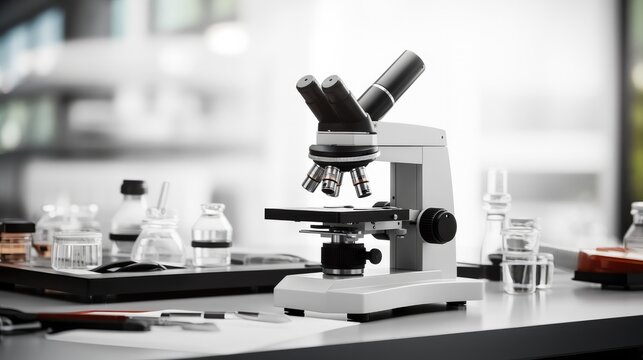 Microscope, Microscope scientific research in laboratory, Research experiments.