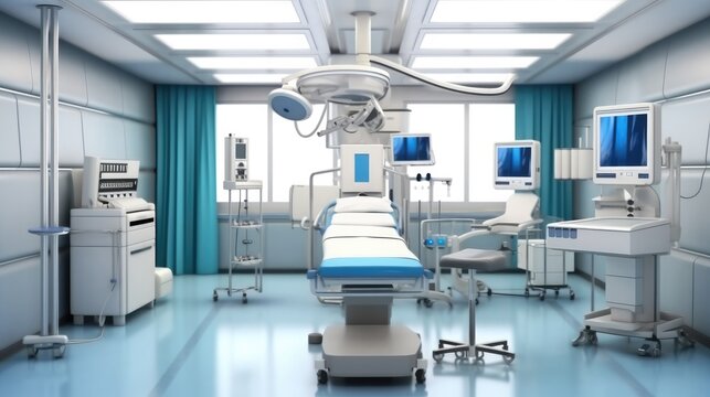 Modern equipment in operating room, Medical devices for neurosurgery.