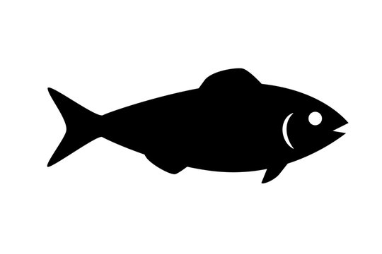 Simple fish black and white icon.