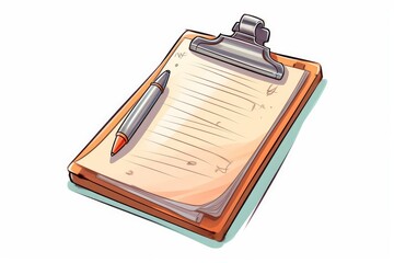 Business Clipboard on White Background in Cartoon Style. AI generated