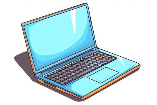 Laptop for Business on White Background in Cartoon Style. AI generated