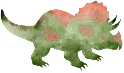 T-Rex Dinosaur Green Watercolor silhouette. Abstract shape