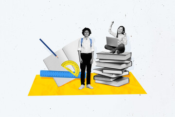 Composite template collage design advertisement preparation exams september fall season school kids...