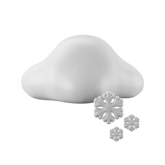 3d icon rendering of snowy day, weather forecast.