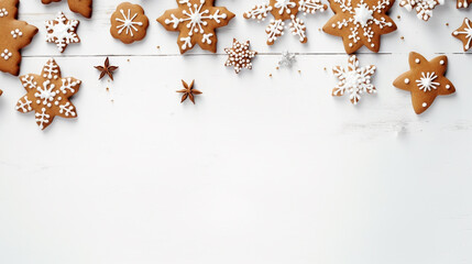 Christmas cookies on a white background with empty space me insert. Generative Ai. 
