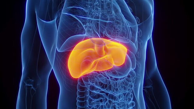 Animation of a man's healthy liver