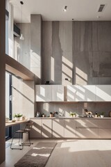 3d render minimalist kitchen interior