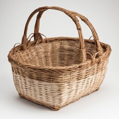 Obraz premium Wicker basket on a white background