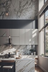 Fototapeta na wymiar 3d render minimalist kitchen interior