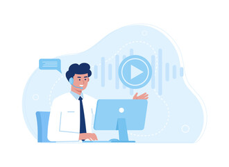 Multimedia industry consultance concept flat illustration