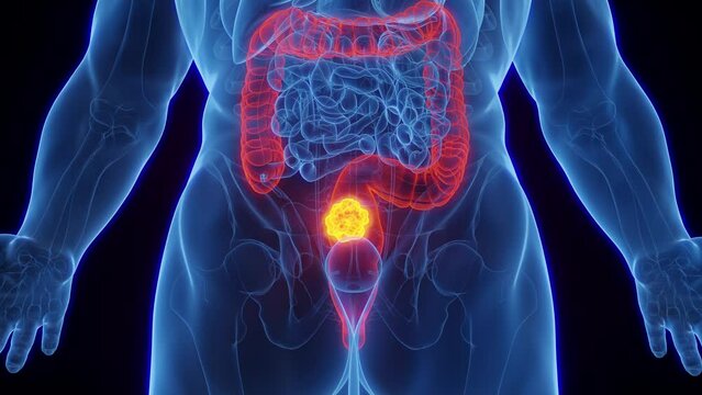 Animation of malignant mass in man's rectum