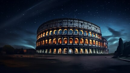 Coliseum by night generative ai