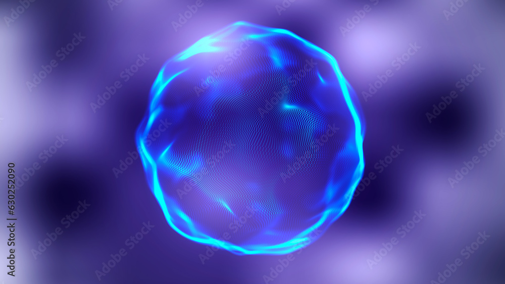 Poster abstract liquid geometric sphere. smooth movement on a light background. energy sphere of bright par