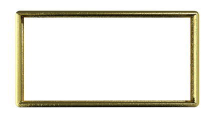 Golden photo frame empty isolated on white transparent background, PNG