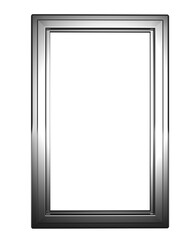 Silver photo frame empty isolated on white transparent background, PNG