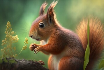 close up of a squirrel in nature. generative ai