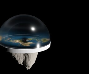 illustration of flat planet earth with dome 3d rendering  © Love Employee