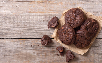 Group of homemade american chocolate cookies