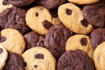 Group of homemade american chocolate cookies