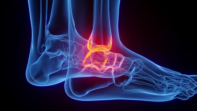 Animation of inflamed right ankle joint