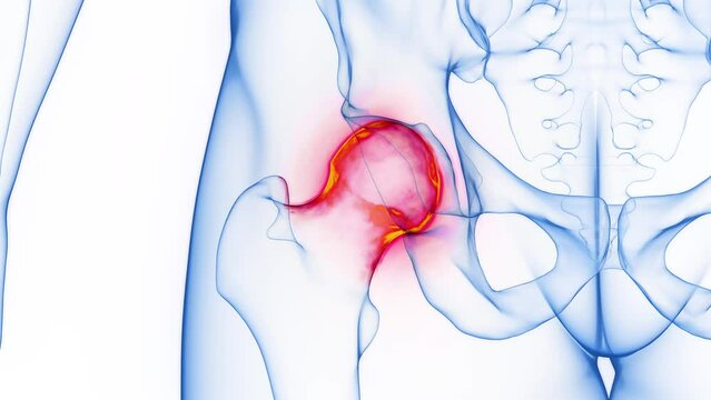 Animation of a man's inflamed right hip