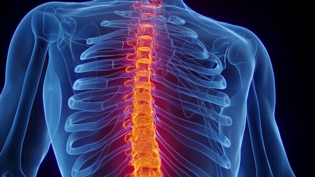 Animation of a man's inflamed spine