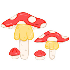 Four Red mushrooms 