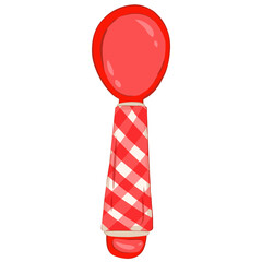 Red Spoon with cute design check pattern, spoon for dinner or picnic 