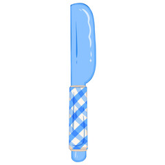 Knife with blue check pattern for dinner or picnic 
