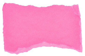 Single piece of isolated ripped crumpled blank hot pink paper with copy space for text on white or...