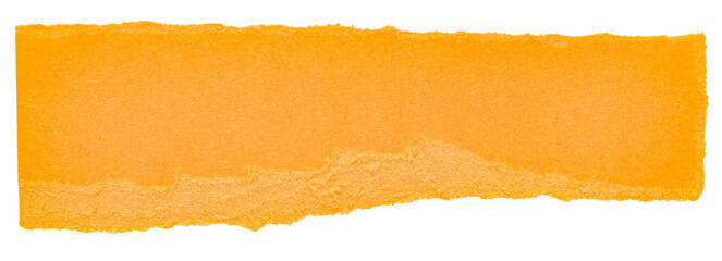 Single piece of isolated ripped crumpled blank orange paper with copy space for text on white or...