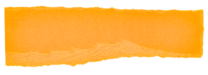 Single piece of isolated ripped crumpled blank orange paper with copy space for text on white or transparent background
