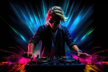 Obraz na płótnie Canvas DJ playing music