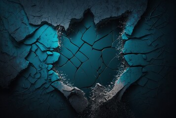 cracked dark blue cement texture background. generative ai