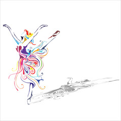 Colorful ballerina with shadow, beautiful women ballerina dancing in shadow beautiful soul.