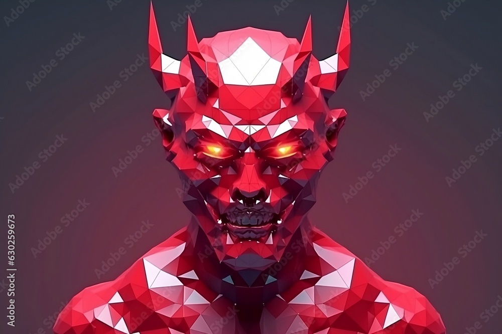 Poster bad ai controlling world with devil with 3d render image graphic, generative AI