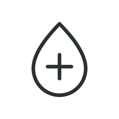 Obraz premium Hygiene isolated icon, water drop with cross vector icon with editable stroke