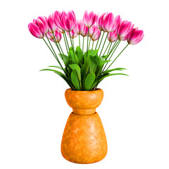 Bouquet of flowers in a vase, 3D Rendering