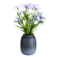 Bouquet of flowers in a vase, 3D Rendering