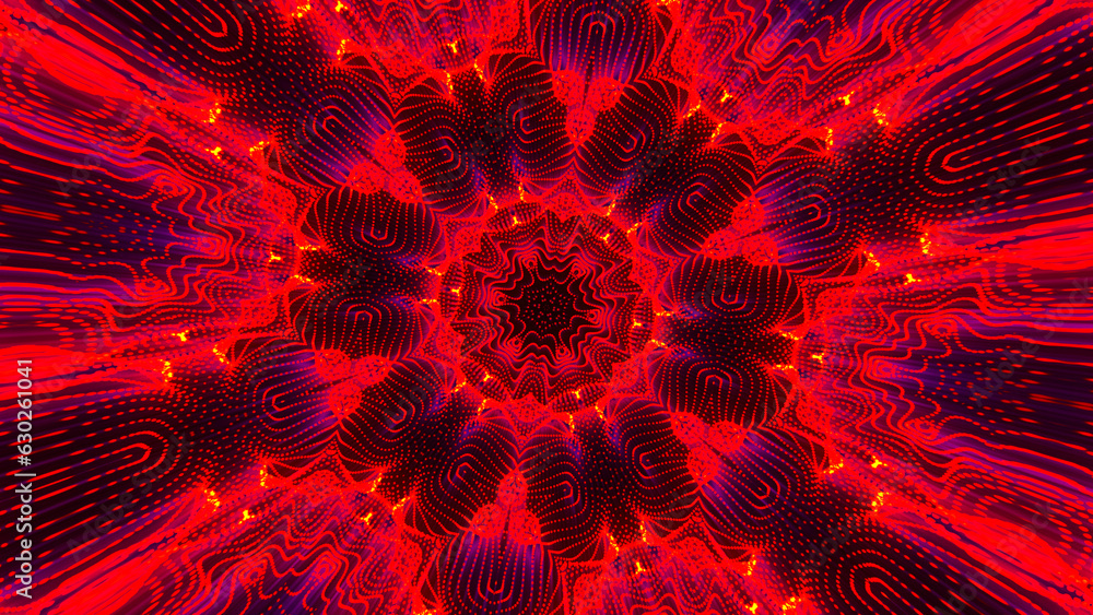 Poster abstract kaleidoscope with geometric pattern. kaleidoscopic background design. laser lights kaleida 
