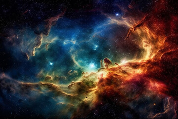 Awe inspiring sight of an incredible galaxy nebula, a magnificent cluster of stars in the vastness of outer space, offering a glimpse into the mysteries of the universe. Ai generated