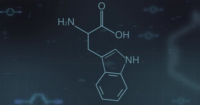 Animation of structures of chemical formula on dark background