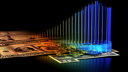 Modern graph of the growth of the dollar.
Gold, dollars and graph
