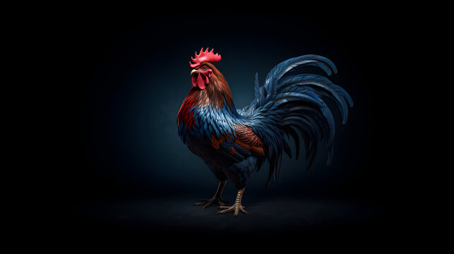 beau coq Fran&ccedil;ais sur un fond bleu fonc&eacute;