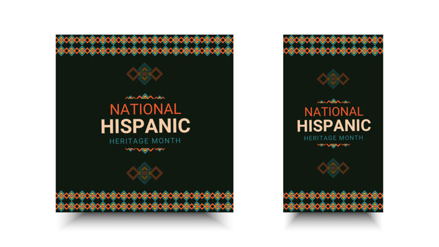 Hispanic heritage month. Abstract ornament social media design, retro style with text, geometry