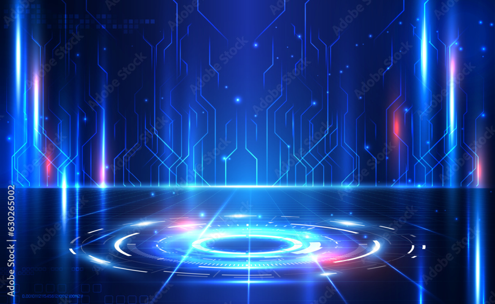 Aufkleber futuristic hud portals, holograms teleport on high tech futuristic technology background. hologram p