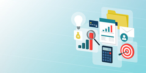 Business and finance management on virtual screens