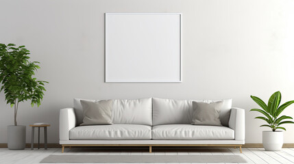 Blank Picture Frame Mockup in Modern Scandinavian Style Interior. Square.