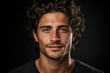 Generative ai studio portrait of handsome young latino man on colour background 